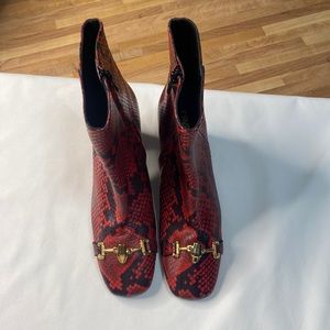 Cavalli Class Red Python block heel Boots